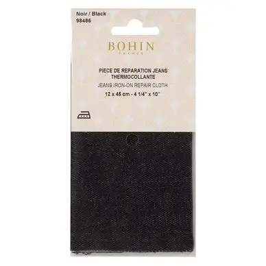 Pièce de réparation Percale thermocollante jean Noir - Bohin Authentique