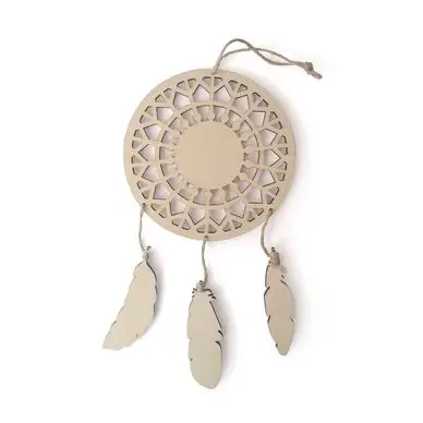 Commande En Gros Attrape-rêves plumes en bois 12,5 x 23,5 x 2 cm - Graine Créative