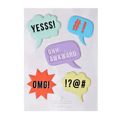 Stickers relief bulles conversations x 5 pcs - Meri Meri Commander Vite