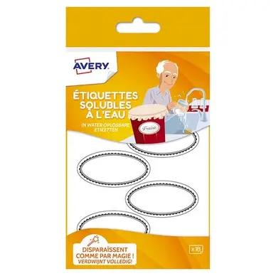 Etiquettes solubles ovales 29 x 55 mm - 18 pcs - Avery Expédition Rapide