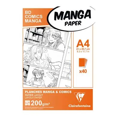 Achat Immédiat Papier Manga BD Comic A4 - 40 Fles - 200 g/m² - Clairefontaine