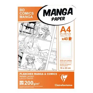 Prix Bas Papier Manga BD Comic A4 - 40 Fles - 200 g/m² Grille simple - Clairefontaine
