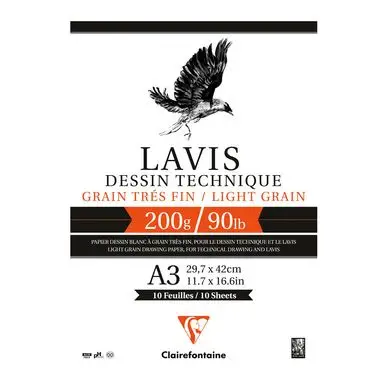 Bloc de papier Lavis Technique 200 g/m² - 10 Fles - Clairefontaine Vente Flash