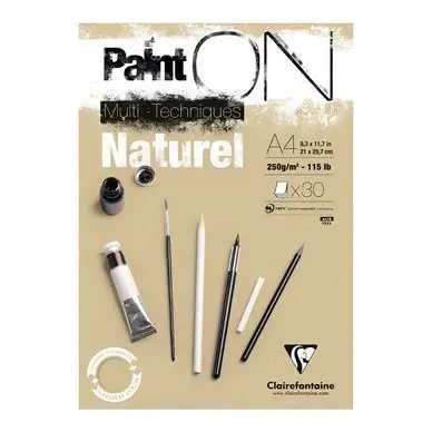 Usine Directe Bloc Paint'On papier Naturel 250 g/m² 30 F - Clairefontaine