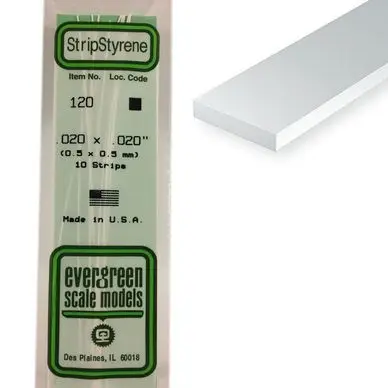 Meilleure Vente Baguette carrée en plastique 350 x 0.5 mm - 10 pcs - Evergreen Scale Models