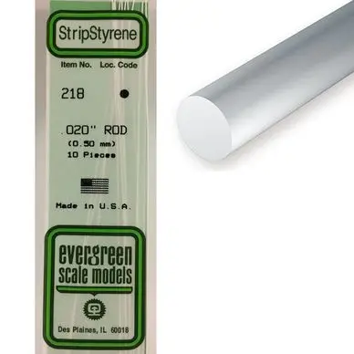 Dernier Modèle Baguette ronde en plastique 350 x 0,5 mm - 10 pcs - Evergreen Scale Models