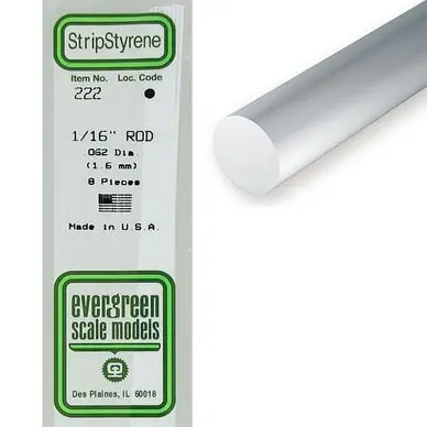 Baguette ronde en plastique 350 x 1,6 mm - 8 pcs - Evergreen Réduction
