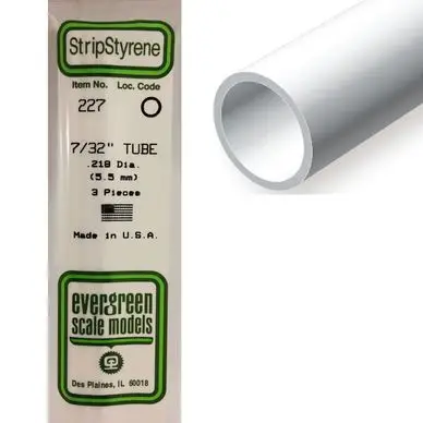 Nouveauté Tube rond en plastique 350 x 5,5 mm Ø Int 4,1 mm - 3 pcs - Evergreen Scale Models