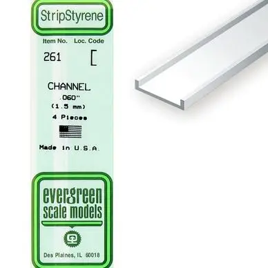 Baguette profile en U en plastique 350 x 1,5 x 0,94 mm - 4 pcs - Evergreen Scale Models Livraison Express