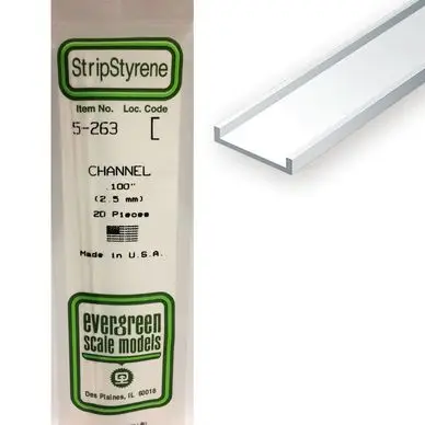 Baguette profile en U en plastique 350 x 2,5 x 1,1 mm - 4 pcs - Evergreen Scale Models Vente Flash