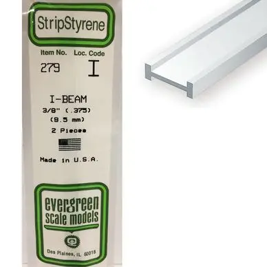 Baguette profile en I en plastique 350 x 9,5 x 3,8 mm - 2 pcs - Evergreen Scale Models Top Vente