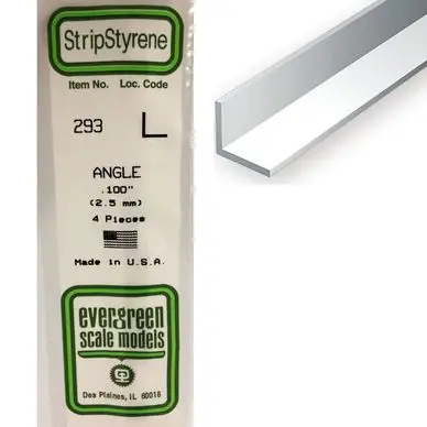 Baguette profile en L en plastique 350 x 2,5 x 2,5 mm - 4 pcs - Evergreen Scale Models Soldes
