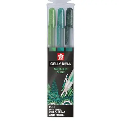 Stylo gel Gelly Roll 3 couleurs Set Metallic Forest vert - Sakura Must-Have