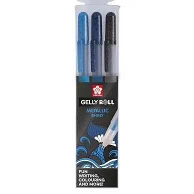 Jusqu'à Épuisement Des Stocks Stylo gel Gelly Roll 3 couleurs Set Metallic Ocean bleu - Sakura