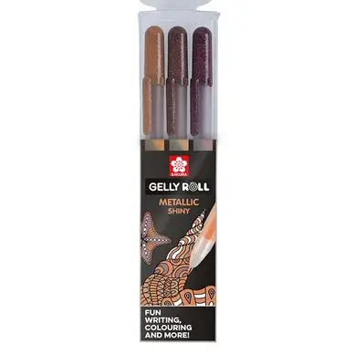 Stylo gel Gelly Roll 3 couleurs Set Metallic Nature terre - Sakura Populaire