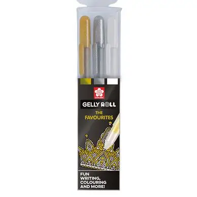 Must-Have Stylo gel Gelly Roll 3 couleurs Set Metallic Or Argent Blanc - Sakura