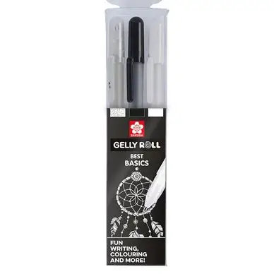 Commander Maintenant Stylo gel Gelly Roll 3 couleurs Set Noir et Blanc + Pailleté - Sakura