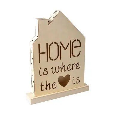 Haute Qualité Lampe en bois à LED Home Sweet Home 33 x 43 x 4,4 cm - Artemio