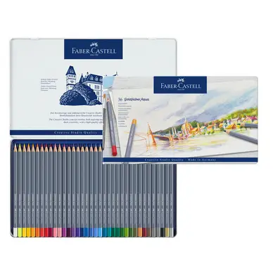 Crayon de couleur aquarellable GoldFaber Aqua - Boite de 36 - Faber-Castell Populaire