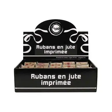 Ruban en jute motif imprimé Noël rouge 40 mm x 2 m - CTOP Expédition Rapide
