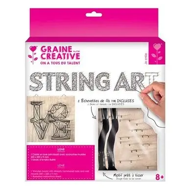 Commander Maintenant Tableau String Art set Love support 22 x 22 cm - Graine Créative