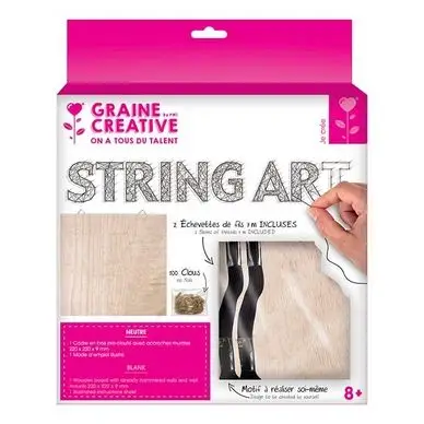 Commander Vite Tableau String Art set Neutre support 22 x 22 cm + 100 clous - Graine Créative