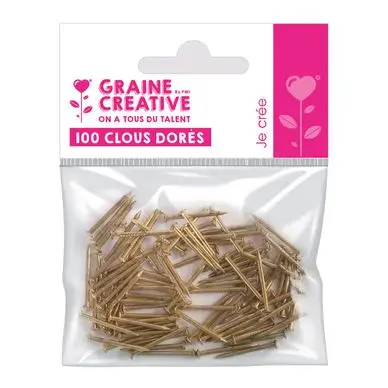 Nouvelle Collection Clous dorés 20 mm x 100 pièces - Graine Créative