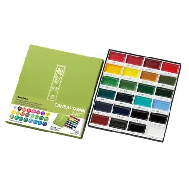 Prix Choc Aquarelle japonaise Gansai Tambi 24 couleurs - Godets haute qualité - Kuretake