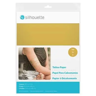 Papier pour tatouage éphémère Or 21.6 x 28 cm 2 pcs - Silhouette Nouvel Arrivage