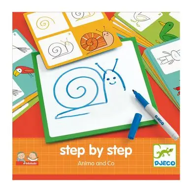 Jeu éducatif Apprendre à dessiner Step by step Animals and Co - Djeco Promotion