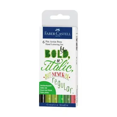 Feutre de calligraphie Pitt Artist Pen Set Hand Lettering vert x 6 - Faber-Castell Prix Réduit
