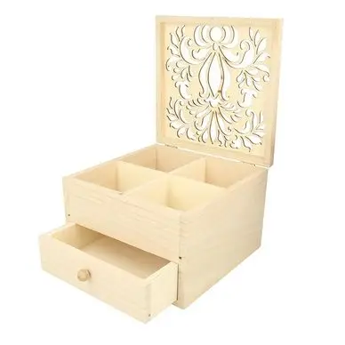 Boîte à bijoux en bois 16 x 16 x 10 cm - Artemio Populaire