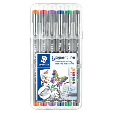 Remise Feutre technique à pointe calibrée Pigment Liner 308 0,3 mm x 6 Couleurs - Staedtler