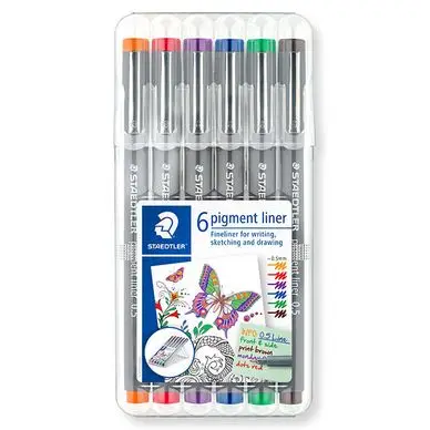 Pas Cher Feutre technique à pointe calibrée Pigment Liner 0,5 mm x 6 Couleurs - Staedtler