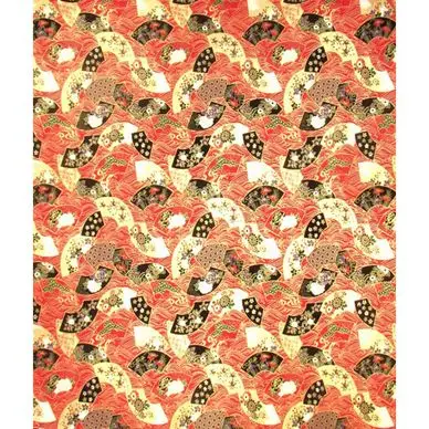 Papier Japonais 52 x 65,5 cm 100 g/m² Éventails dorés sur Rouge - Esprit Papier Meilleur Choix