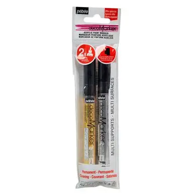 Feutre peinture Acrylic marker 1.2 mm Or & Argent - Pébéo Quantité Limitée