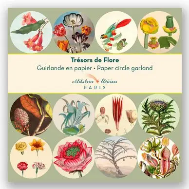 Guirlande 12 cercles illustrés Ø 11 cm x 3 m Trésors de Flore - Alibabette Éditions Nouvelle Collection