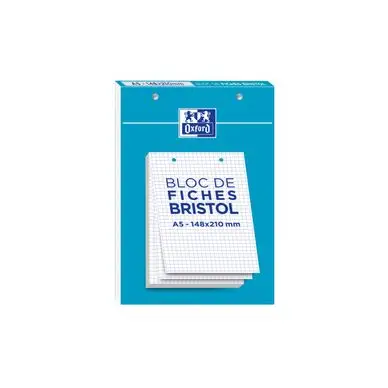 Fiche Bristol Perforée Petits carreaux 30 fiches 14,8 x 21 cm A5 - Oxford Promotion