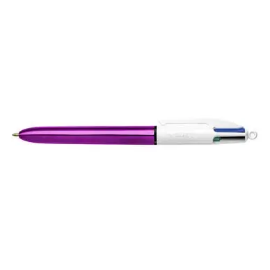 Stylo bille 4 couleurs Corps Shine métallisé violet - Bic Commande En Gros