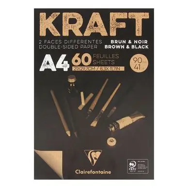 Bloc de papier Kraft Double Face marron et noir 90 g/m² - Clairefontaine Marque