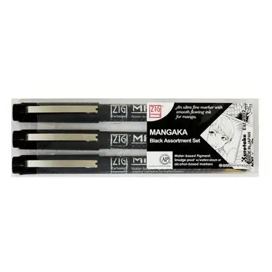 Produit De Marque Feutre Mangaka Pochette de 3 Noirs - Kuretake
