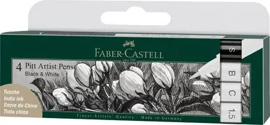 Feutre Pitt set Noir et Blanc par 4 - Faber-Castell Meilleur Prix