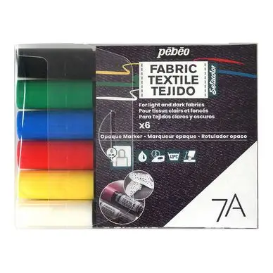 Marqueur textile Opaque 7A Set de base 6 couleurs - Pébéo Produit De Marque
