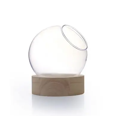 Vase globe sur socle en bois Ø 20 cm - Graine Créative Vente Flash