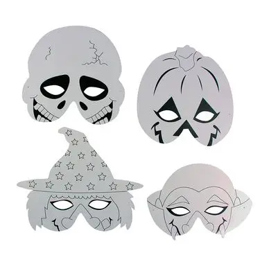 Masque Halloween Carton blanc prédessiné 4 pcs - CTOP Meilleur Prix
