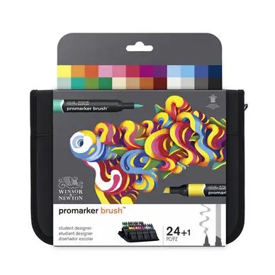 Bon Marché Feutre pinceau à alcool BrushMarker Trousse 24 couleurs Étudiant Designer - Winsor & Newton