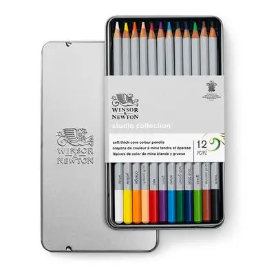 Crayon de couleur Studio Boîte métal de 12 - Winsor & Newton Nouvelle Collection