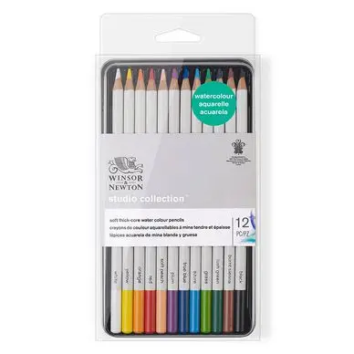 Nouvel Arrivage Crayon de couleur Studio Aquarellable Boîte métal de 12 - Winsor & Newton