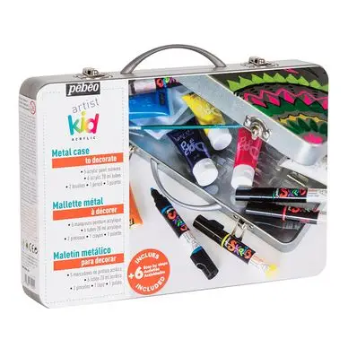 Satisfait Ou Remboursé Mallette métal Artist Kid marqueurs + peinture acrylique - Pébéo