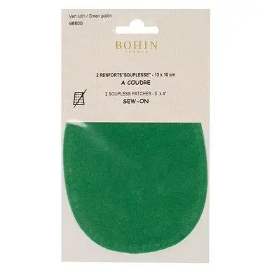Renfort à coudre Suédine 2 pcs Vert lutin - Bohin Haute Qualité